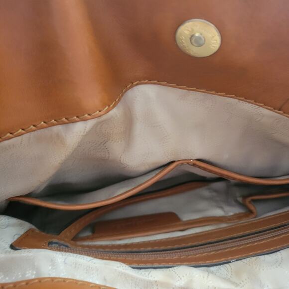 Michael Kors Signature Shoulder Bag Brown with Gold Trim Striking Large - Picture 5 of 13